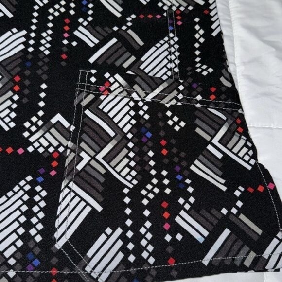 WonderWink Womens XS Geometric Print Scrub Top Black & White - Picture 5 of 8